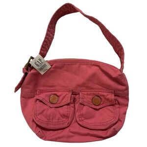 Y2K '05 GAP pink floral lined denim style double-pocket mini handbag, D/S.